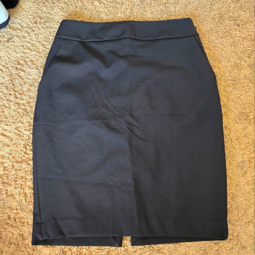 Express Blue Knee-Length Pencil Skirt with Slit
